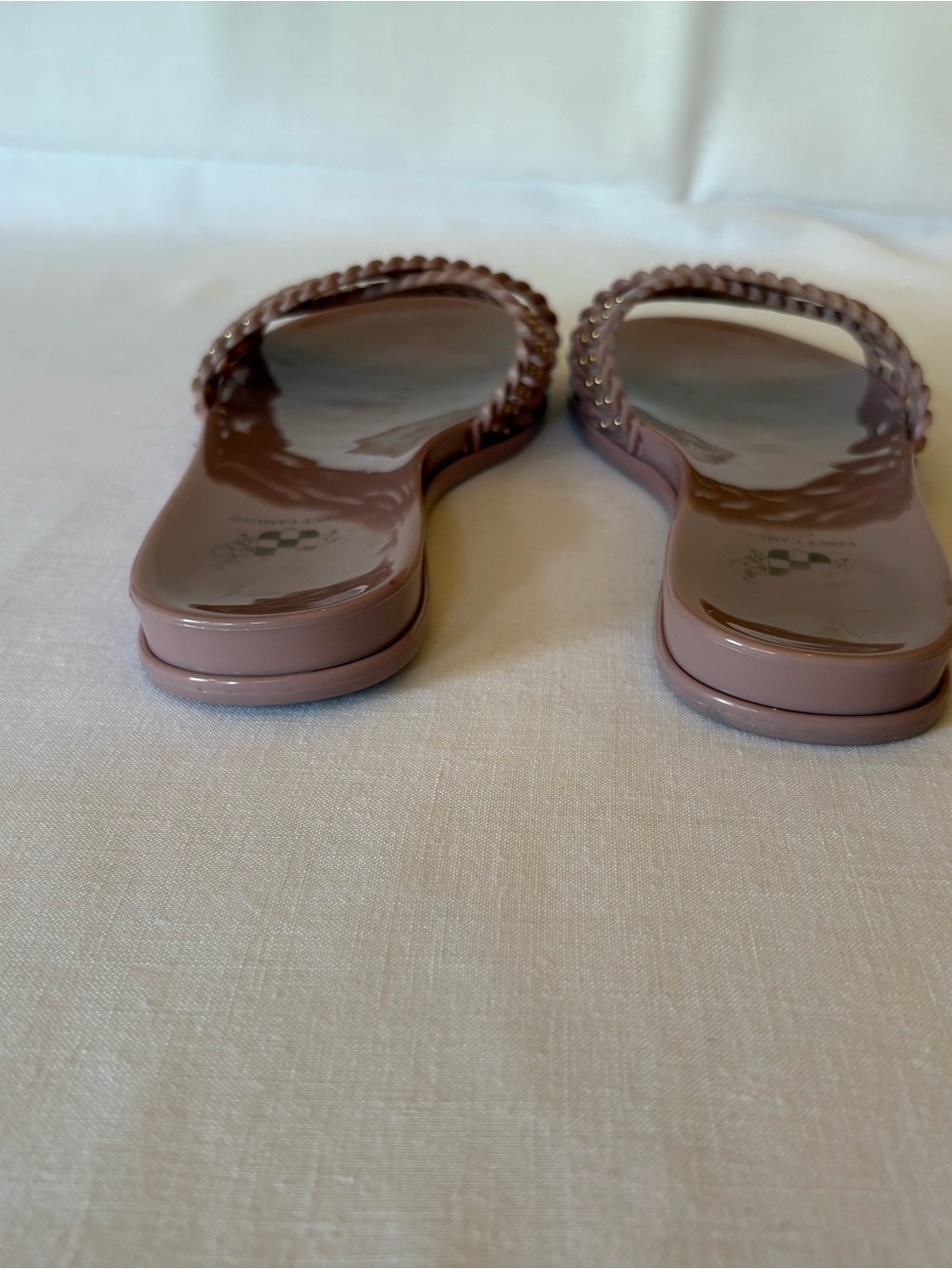 Vince Camuto Erindra Braided Slide Sandals with Gold Stud Detail in Blush - Picture 3 of 7